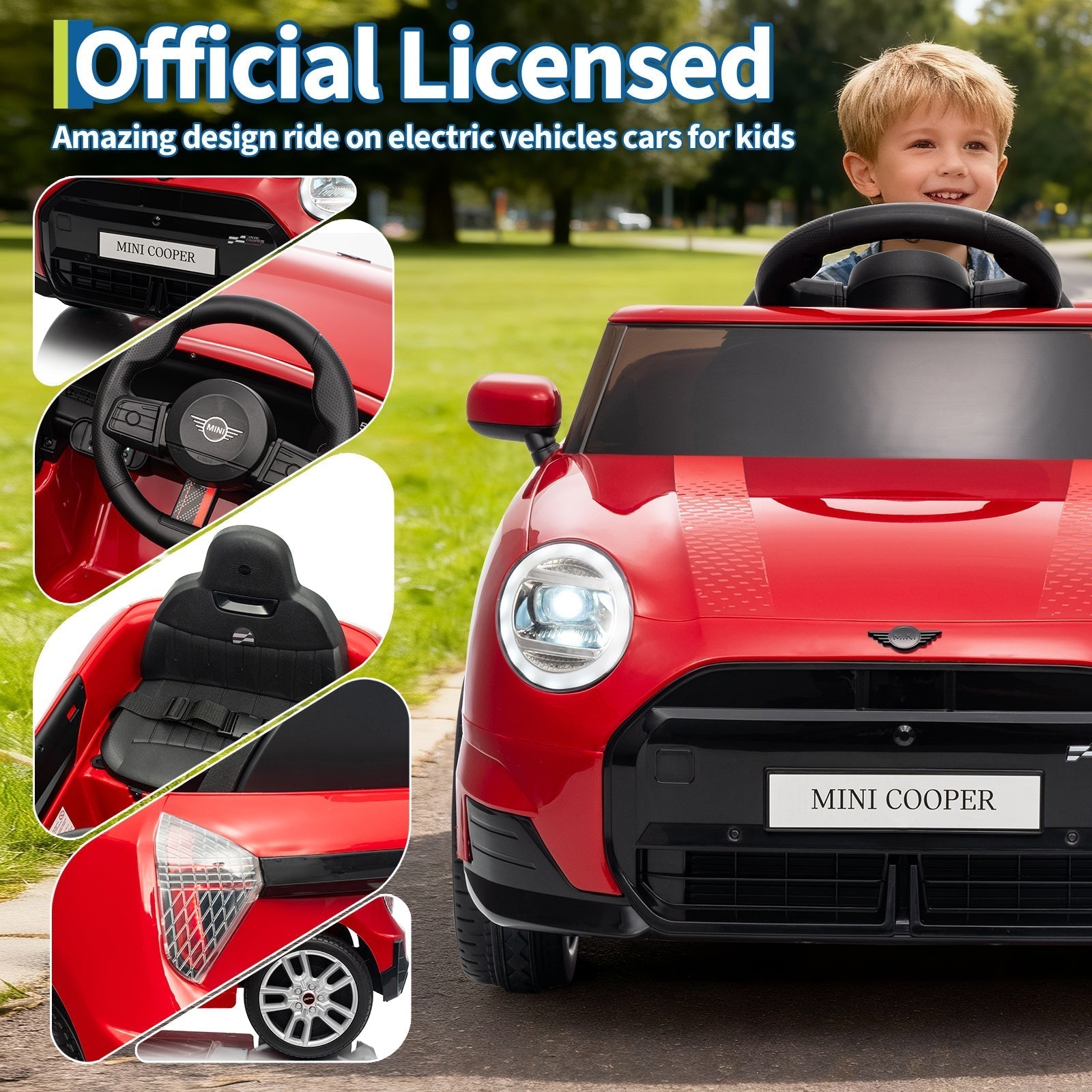 Garvee 12V BMW Mini Cooper Licensed Electric Ride-on Car for Kid, Powered by 4.5Ah Battery, Includes Positive Energy Charger, Wheels, Remote Control with Factory-Paired Code