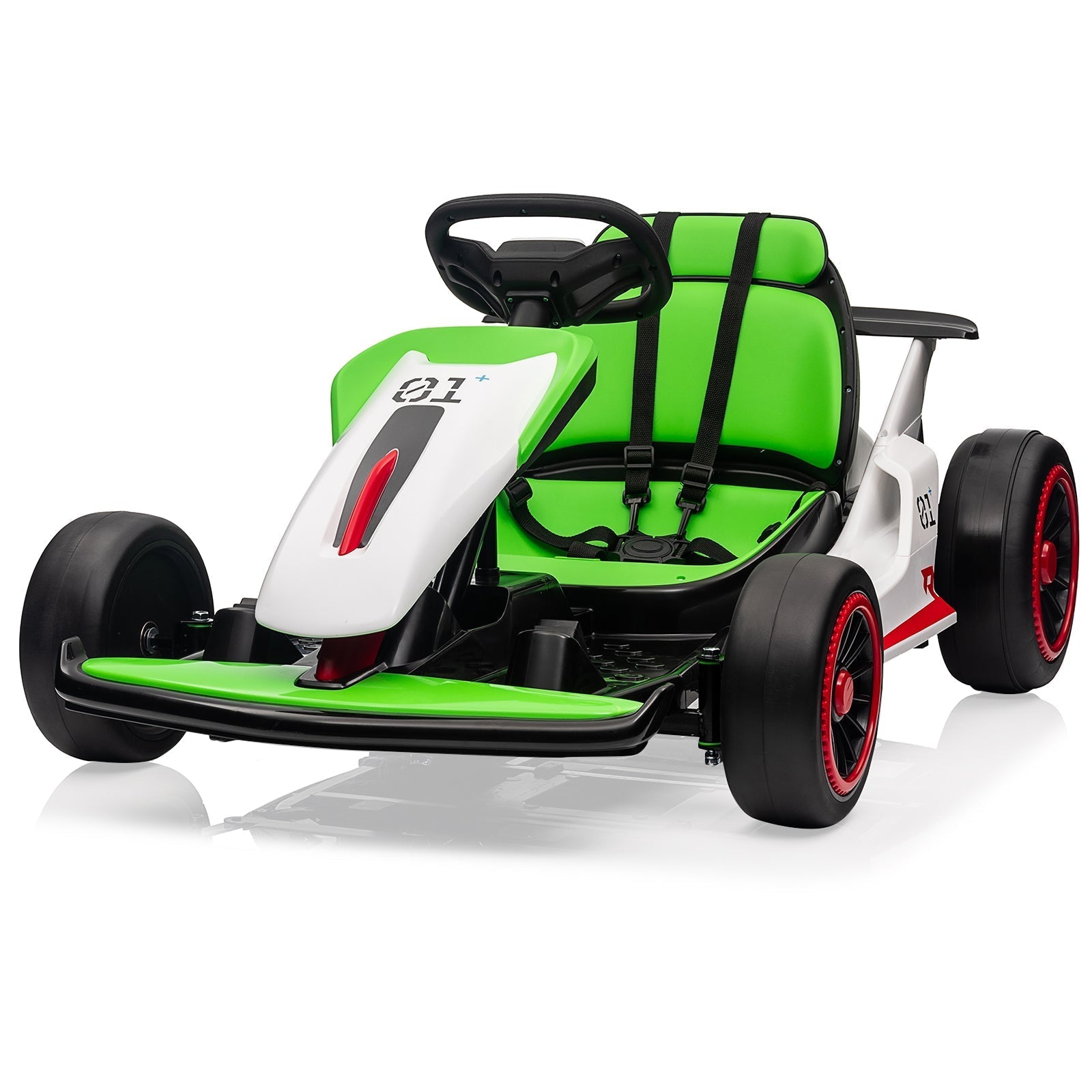 Garvee Ride - G Series: 6+,24V Drift Kart with 2X200W Strong Motor, 7AH Big Battery, Electric Pedals, Electric Go Kart Outdoor Race Toy - Green & White