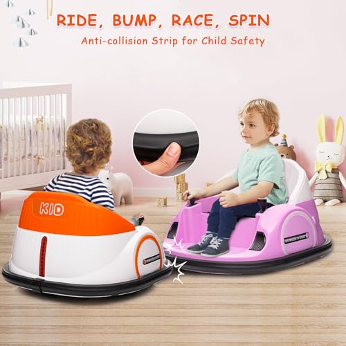 Garvee Ride - B Series: 12V Ride On Bumper Car for Kids Ride on Toy Gifts Toddlers Electric Bumping Car with Remote Control, Battery Display, 360 Degree Spin, LED Lights, Music, Orange