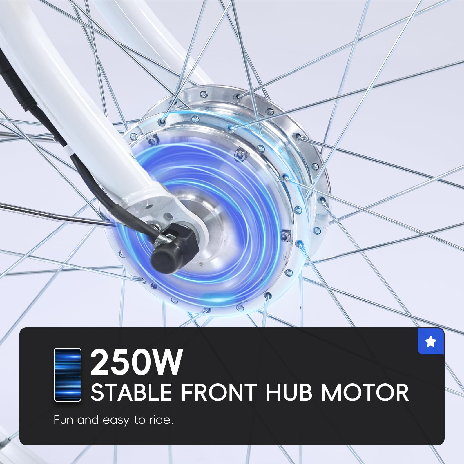 Garvee Adult Tricycle 7-Speed 24-inch 3 Wheel Bike 250W Motor Large Basket HD LED Light 36V Battery Smooth Ride Black