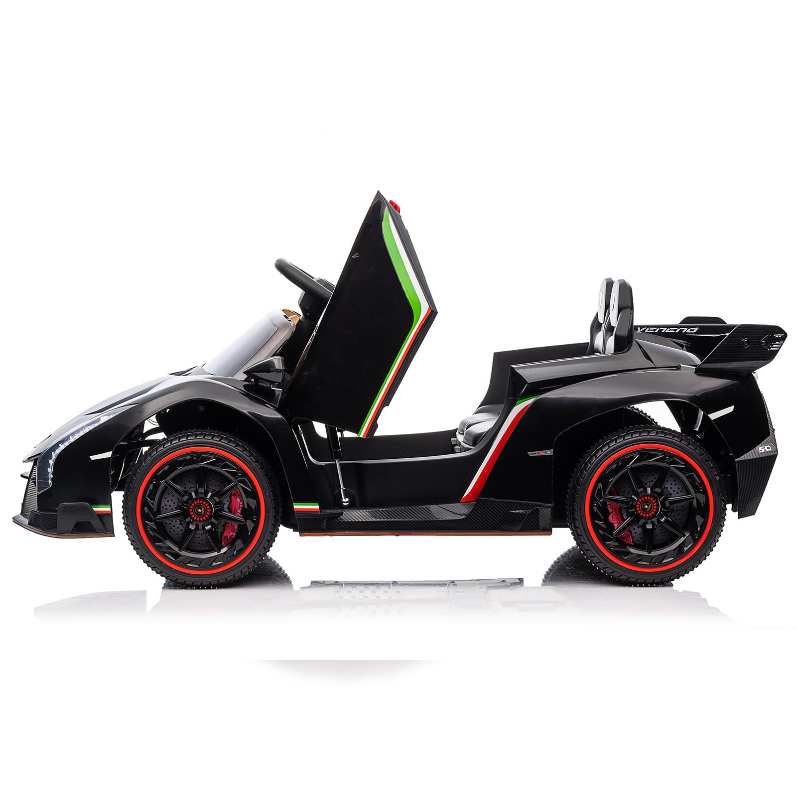 Garvee 12V Kids Ride On Car, Licensed Lamborghini Venono Electric Car w/Parent Remote Control, Scissor Door, 3 Speeds, LED Headlights, Rocking & Music, Battery Powered Ride on Toy for Boys Girls- Black