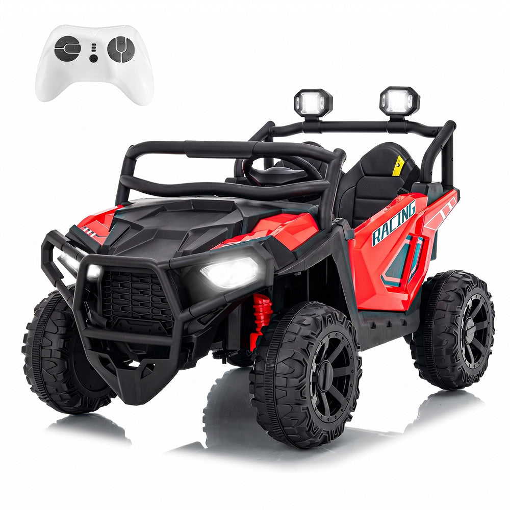 Garvee 24V 2-Seater Electric UTV Ride-On Truck for Kids Ages 2-8 – Battery Powered, Remote Control, 4-Wheel Suspension, Gradual Power-Up, 3 Speeds, LED Lights, Wireless – Red