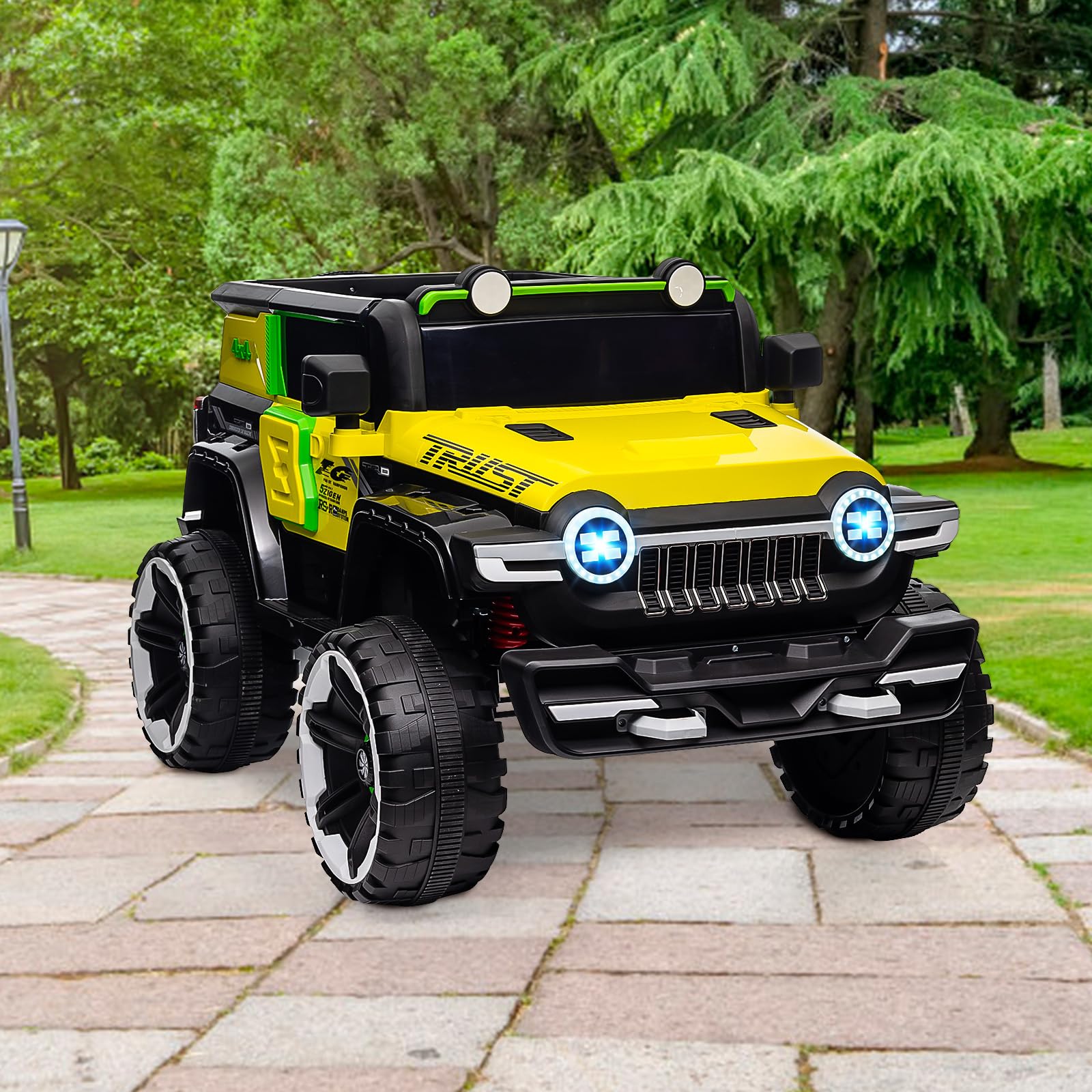 Garvee Ride - P Series: 12V 2-Seater Kids Ride On Car with Remote Control & Music - Yellow