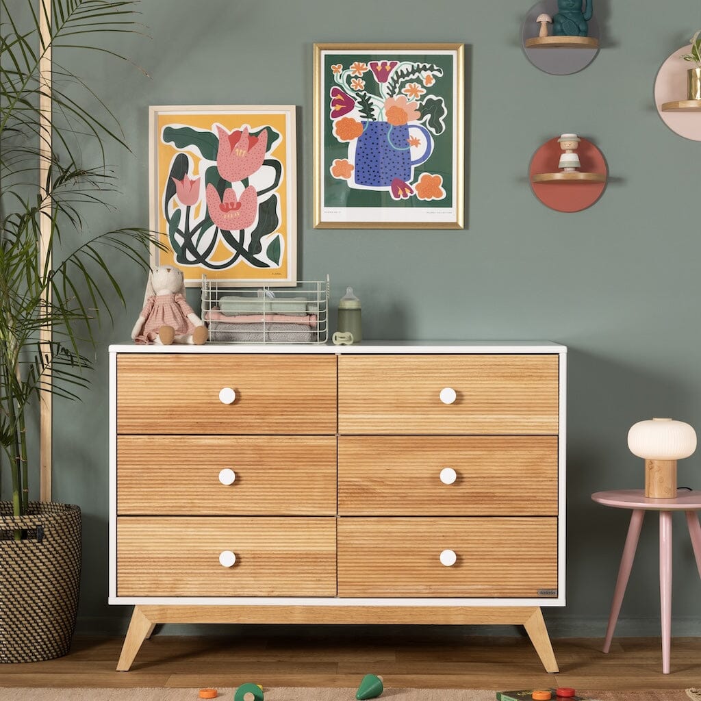 dadada Merry 6-Drawer Dresser in White/Natural