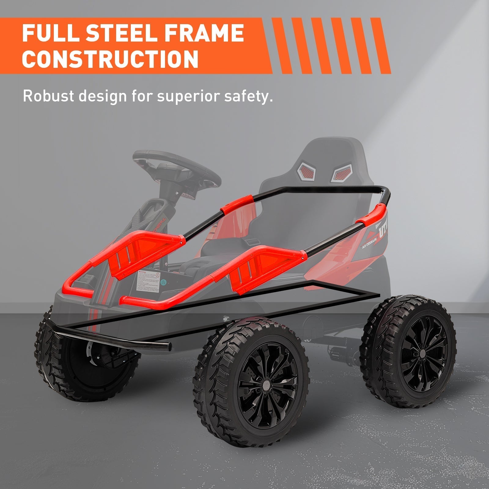 Garvee 24V Ride On Toy for Big Kids, 6MPH 200W 4x4 Ride On Car w/Parent Remote, Metal Frame, Headlights, Shock Absorbers, Music, Horn, Battery Powered Electric Cars for Kids, Red