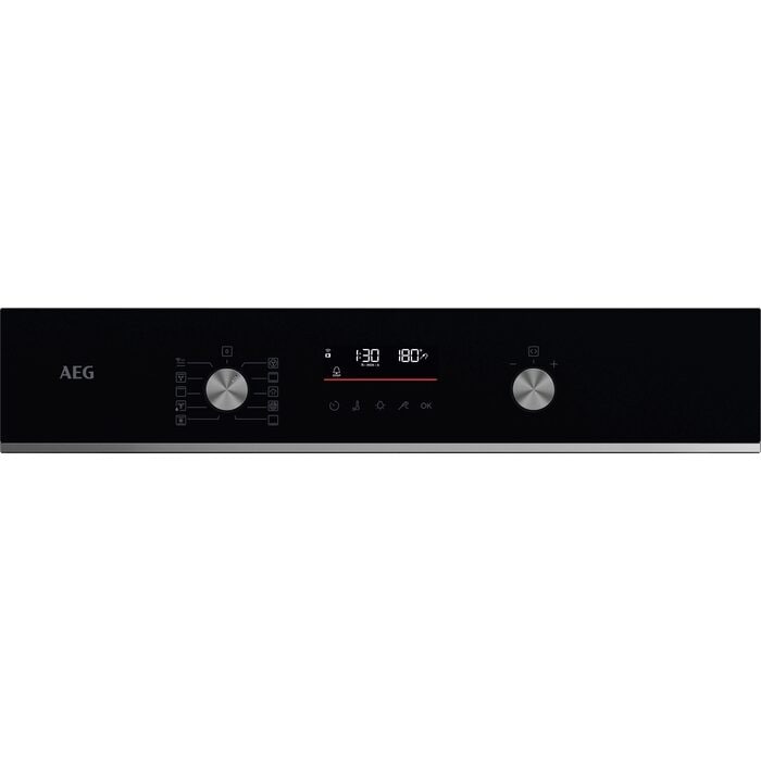 AEG 5000 Series GA5PB501AB Surround Cook with Steam Bake Electric Single Built In Oven with Retractable Dials Black