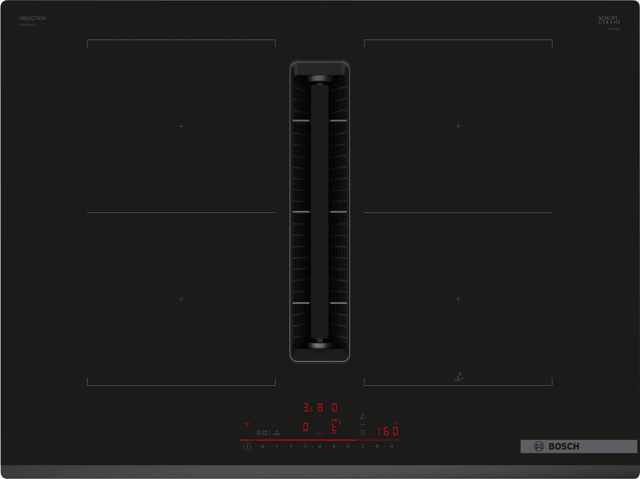 Bosch Series 6 PVQ731H26E 70cm Induction Hob With Integrated Ventilation System