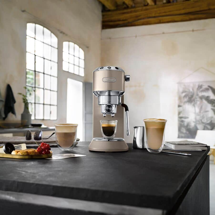 Delonghi EC885.BG Dedica Arte Manual Espresso Coffee maker with Milk Frother - Beige Gold