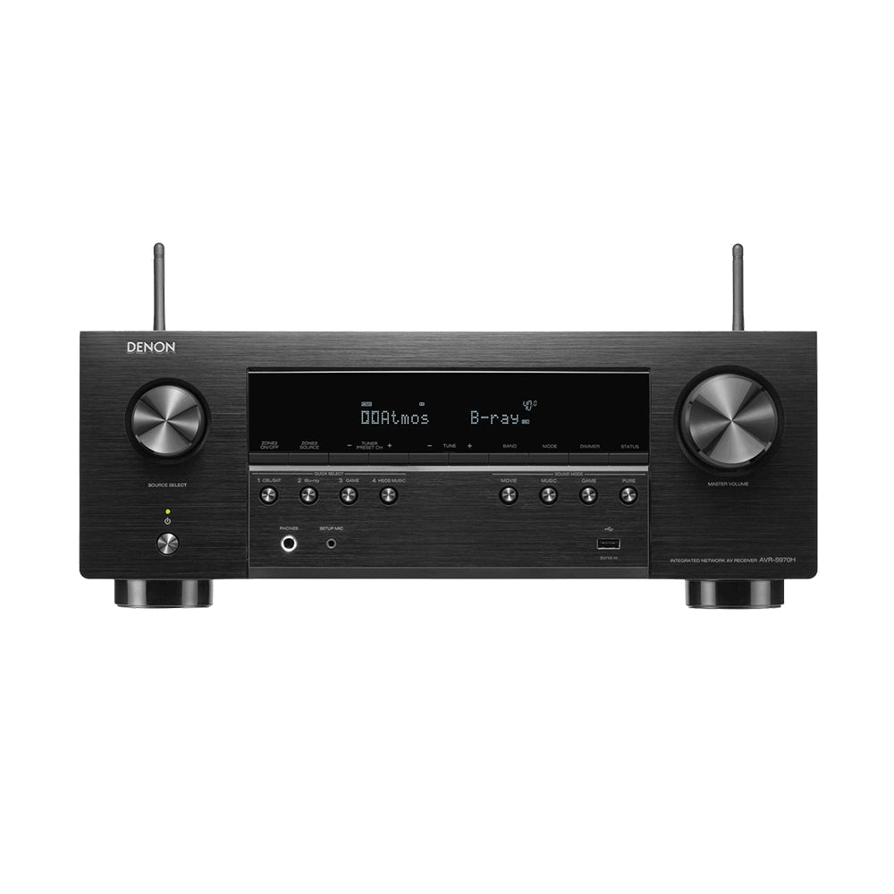 Denon AVRS970H 8K 7.2 Ch Dolby Atmos AV Receiver with Wharfedale Diamond 12.1i HCP 5.1 Speaker Package - Black