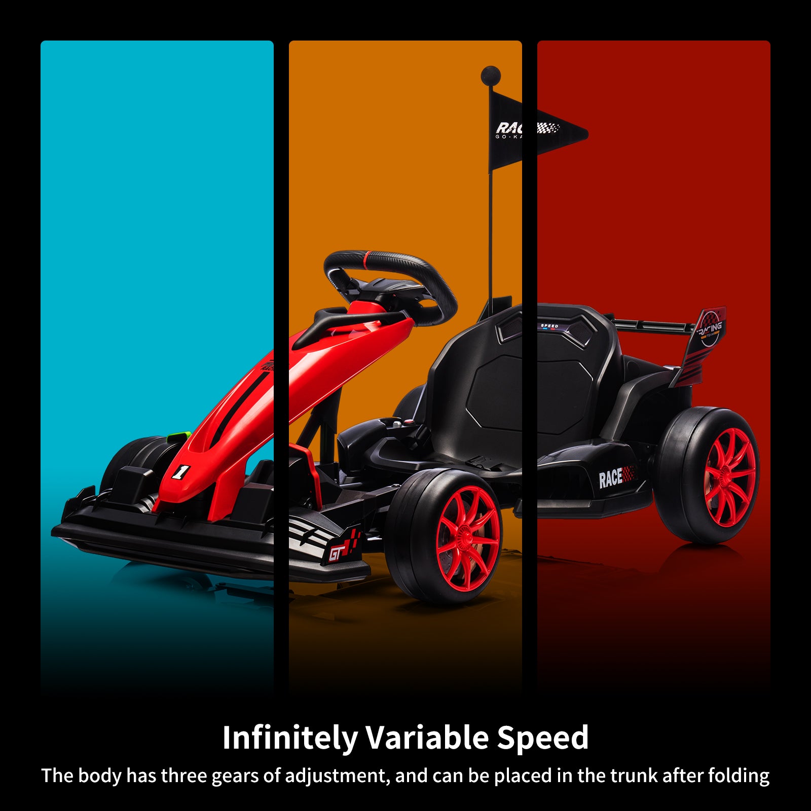 Garvee Ride - G Series: 24V Electric Drift Kart for Kids, Ride Car with Adjustable Seat & 7.5MPH Speed, EVA Silent Wheels, Parent-Safety Certified Ride-On Toy - Red