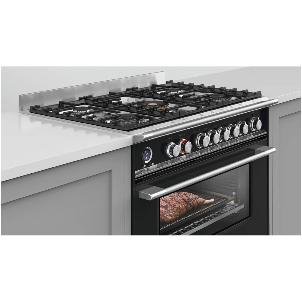 Fisher and Paykel OR90SCG6B1 Series 9 Classic Single Oven Dual Fuel Range Cooker With Pyrolytic Cleaning Black