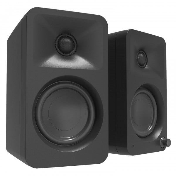 Kanto ORA 100W Powered Reference Desktop Speakers with Bluetooth & SE2 Speaker Stands Package Black
