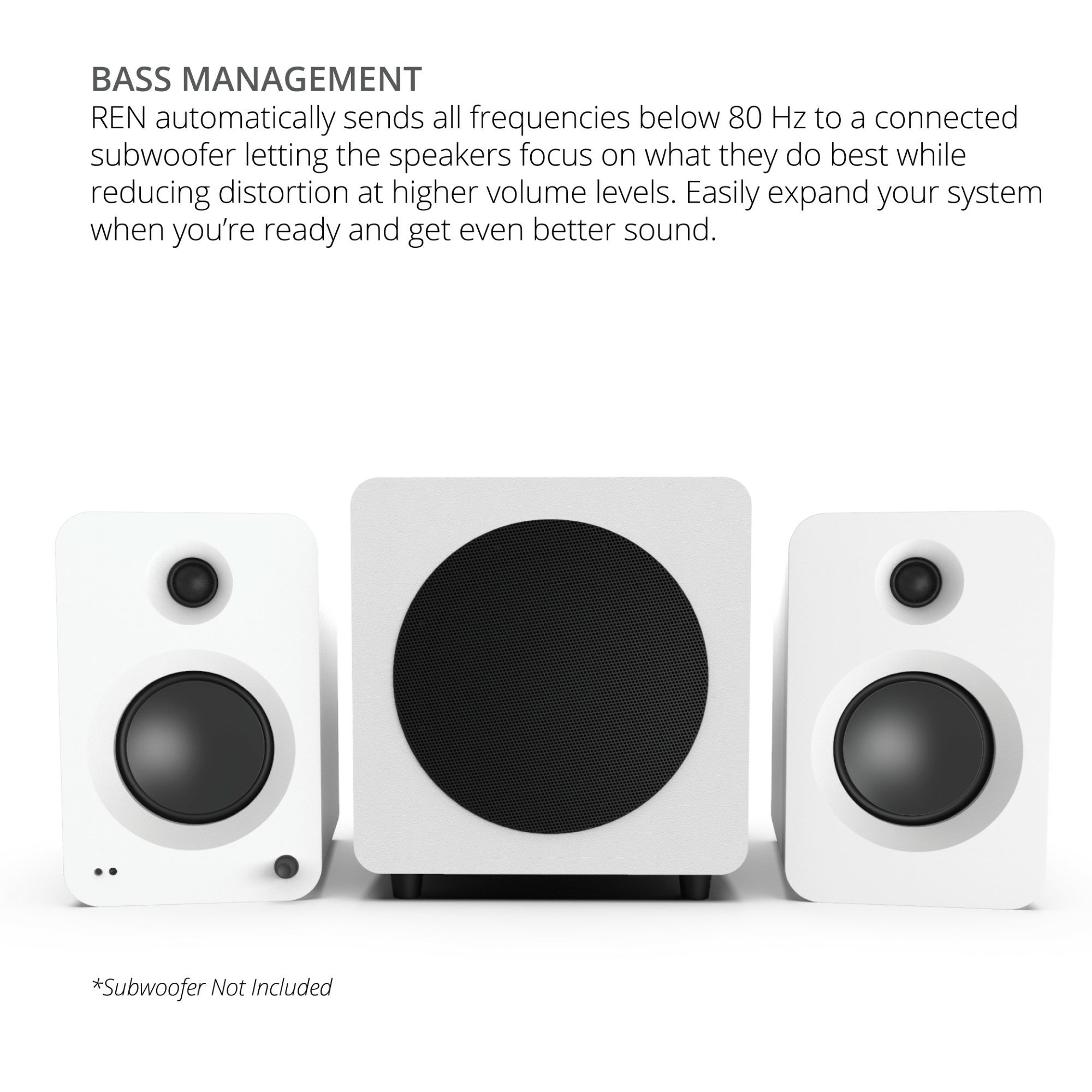 Kanto REN 200W Powered Bookshelf Speakers Pair with HDMI ARC USB-C and Bluetooth 5.3 - Matte White