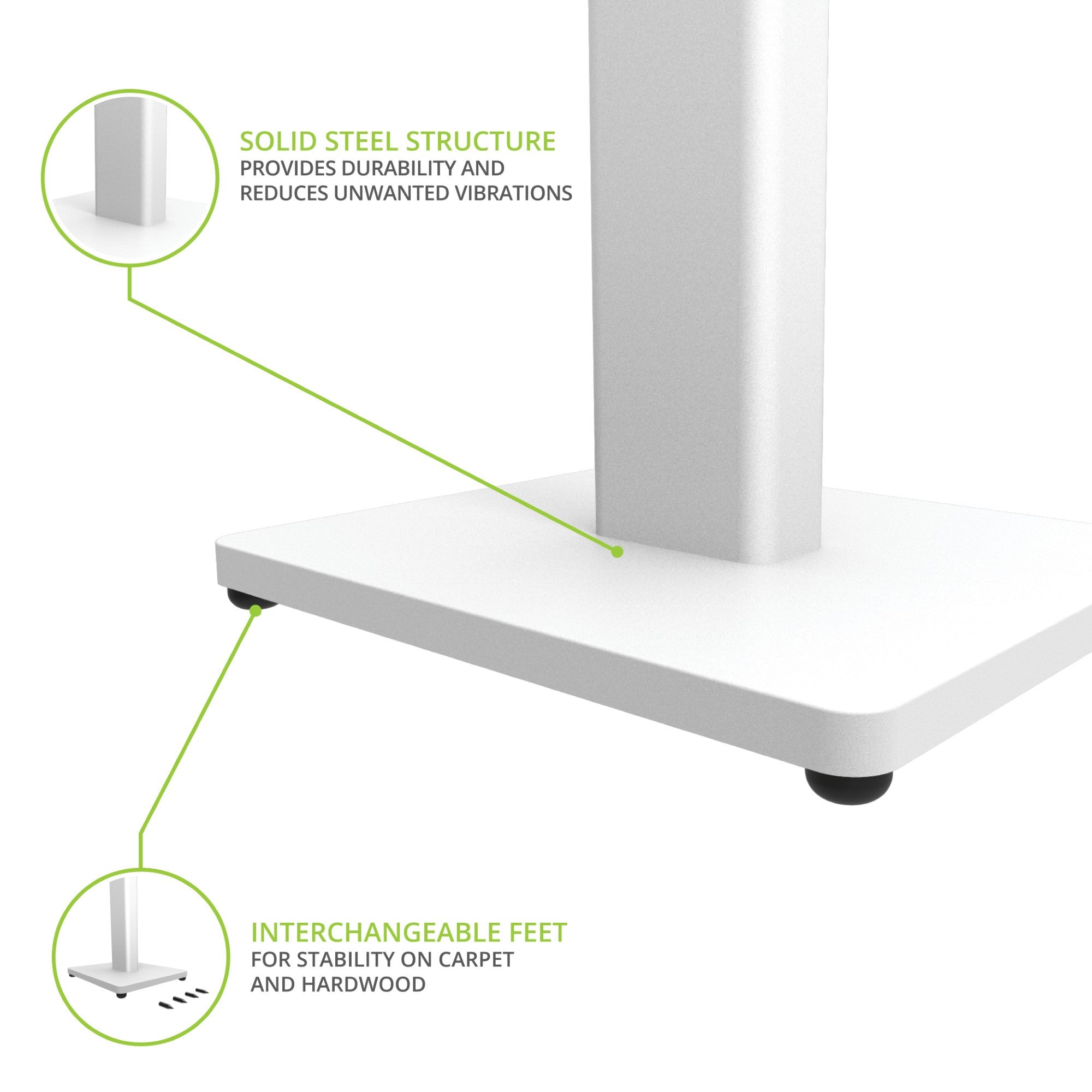 Kanto ST34 Speaker Stands Pair 34 Inch with MDF Base White