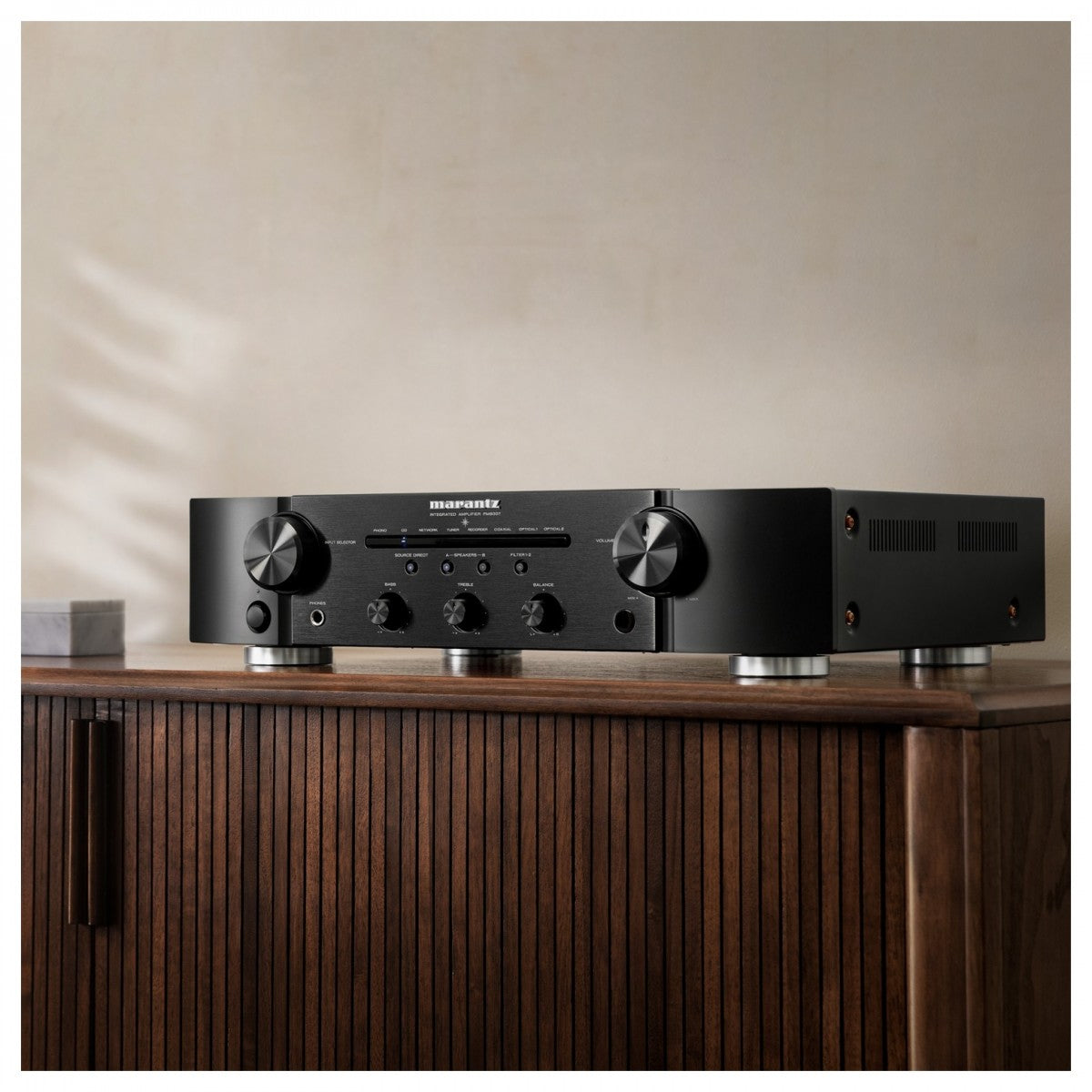 Marantz PM6007 Integrated Amplifier Black with JBL 4309 Studio Monitor Bookshelf Speakers Walnut Pair