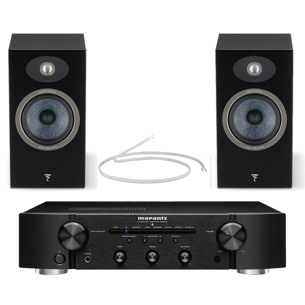 Marantz PM6007 Integrated Amplifier with Focal Theva N1 Bookshelf Speakers Pair Black HiFi Package
