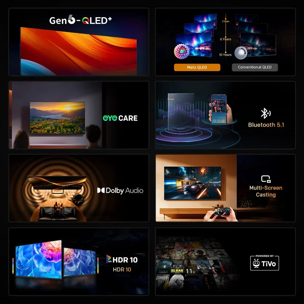 Metz 40MQH6800ZUK 40 Inch HD Smart QLED TV with Freely Power By TiVo