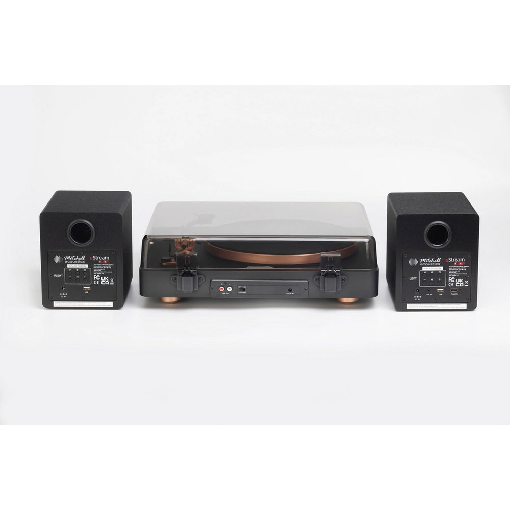 Mitchell Acoustics uStream Groove Turntable & True Wireless Speakers Pair HiFi Package