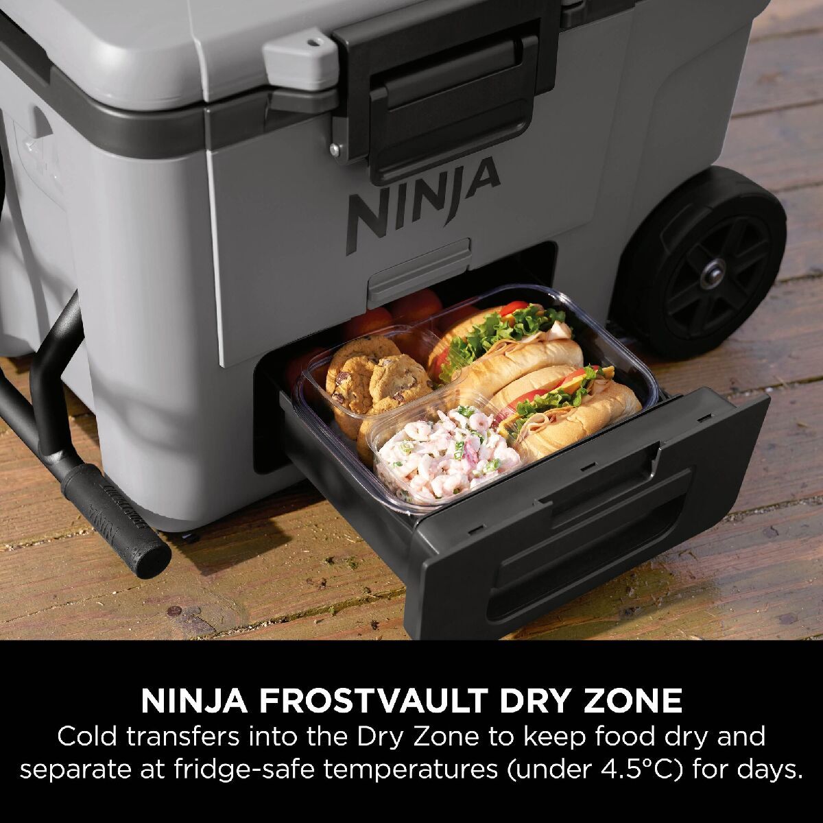 Ninja FB245UKGY FrostVault 45QT 42L Wheeled Cooler with Dry Zone Slate Grey