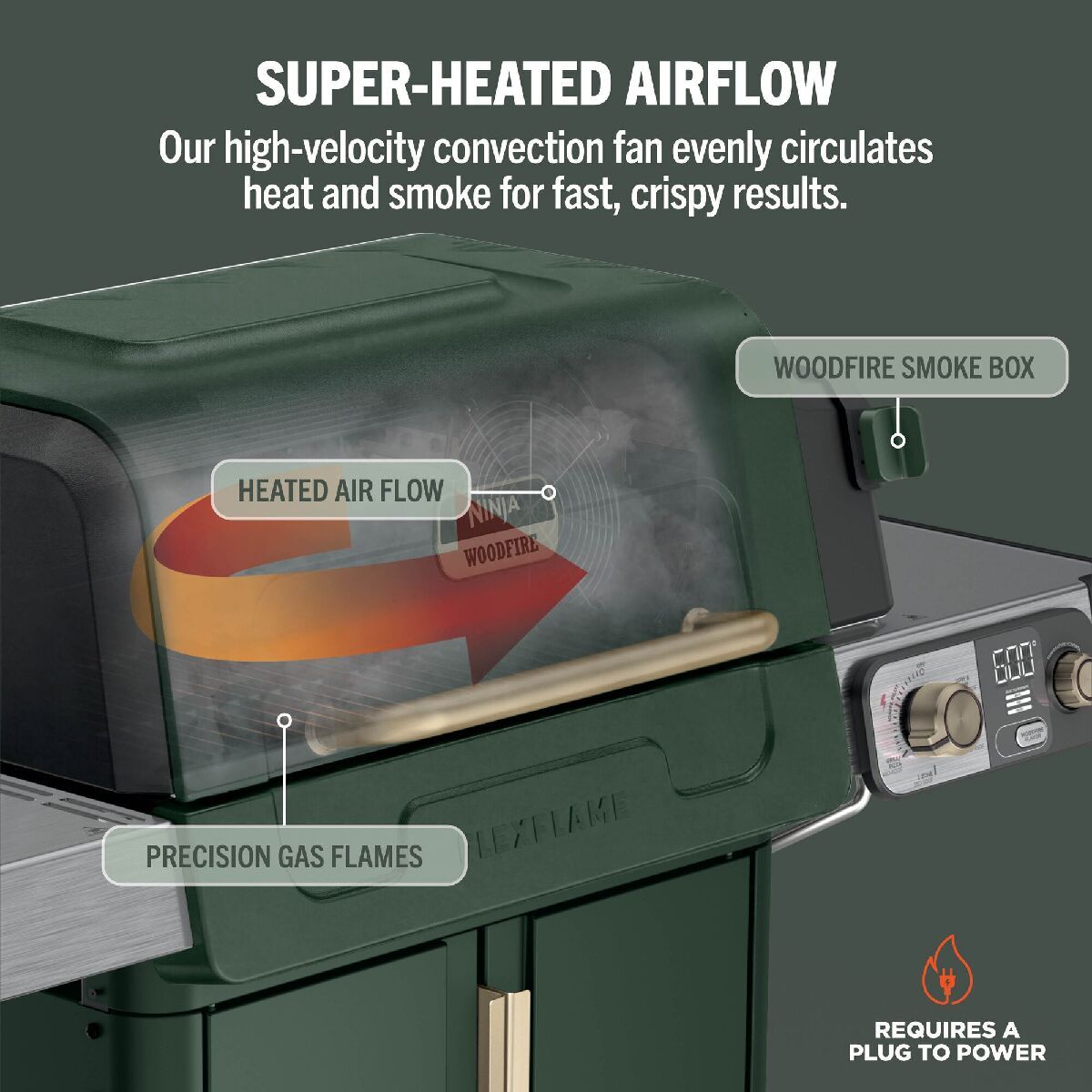Ninja PG301UKGN FlexFlame Gas BBQ & Outdoor Cooking System Green