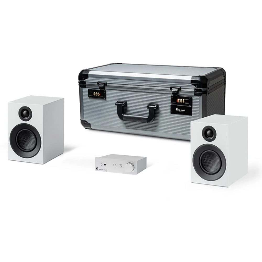 Pro-Ject HiFi Travel Set including Stereo Box S3 BT Amp & Speaker Box 3E Carbon Speakers - Silver