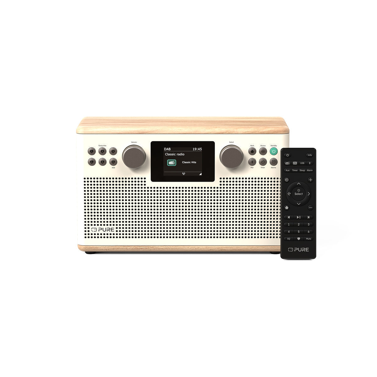 Pure Classic H6 DAB DAB+ FM Stereo Digital Radio with Bluetooth - Cotton White Oak