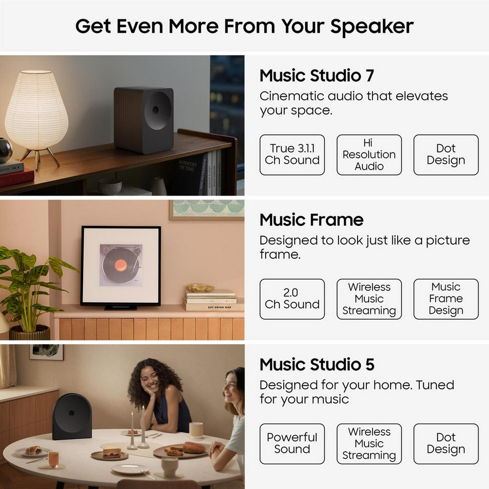 Samsung Music Studio 7 HW-LS70H Multi-Directional WiFi-Bluetooth Wireless Speaker - Black (2026)