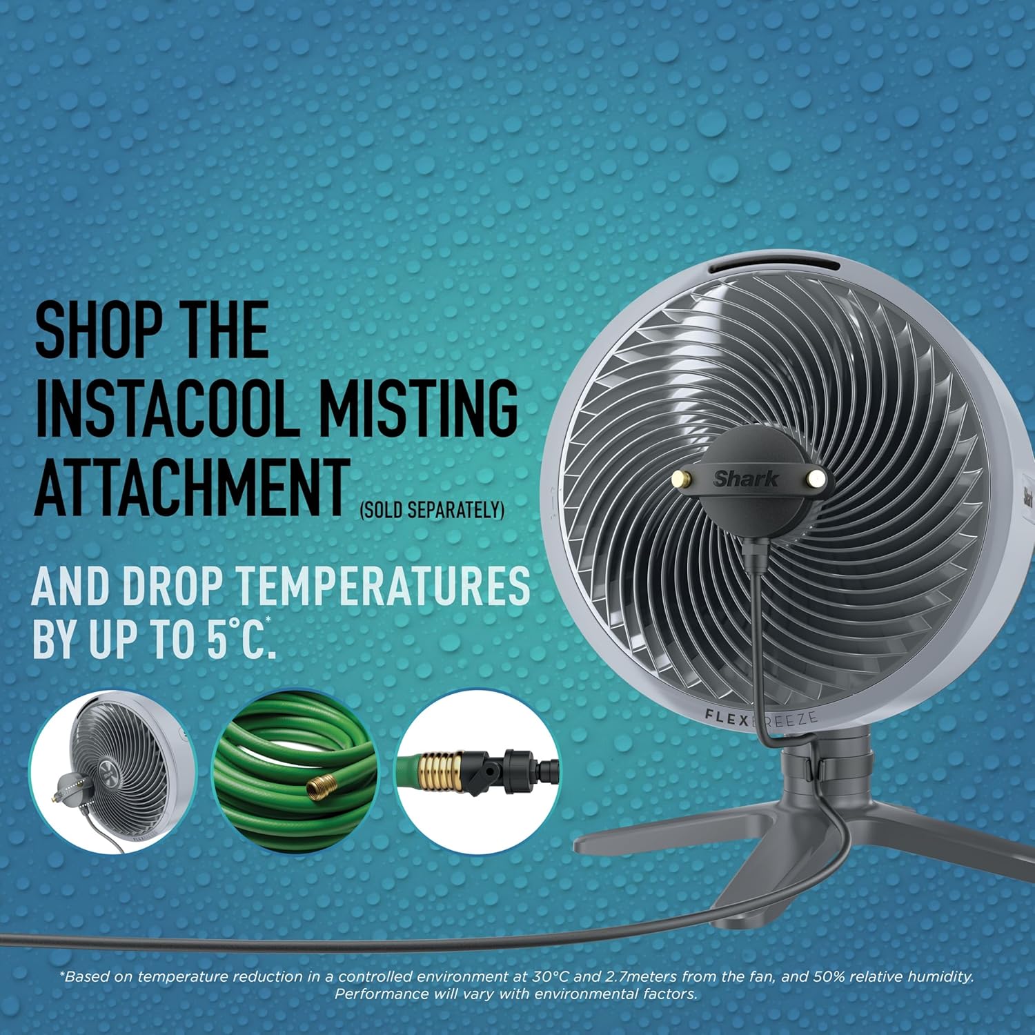 Shark FA150UK FlexBreeze TableMate Indoor to Outdoor High Velocity Tabletop Fan - Winter Fog