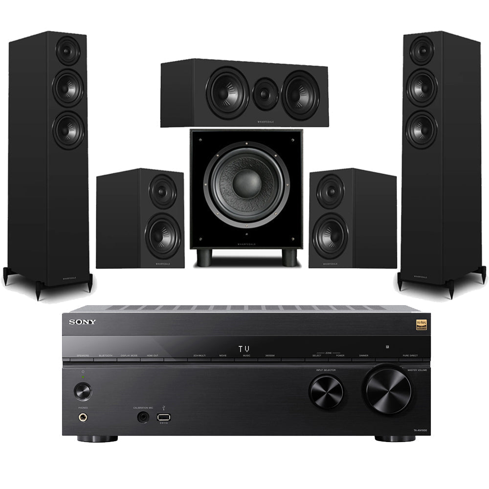 Sony TA-AN1000 8K 7.2 Ch Dolby Atmos AV Amplifier with Wharfedale Diamond 12.3i HCP 5.1 Speaker Package - Black