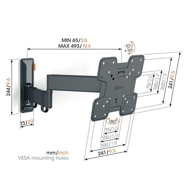 Vogels Comfort TVM 3245 Full-Motion TV Wall Mount for TVs from 19 to 43 inches black