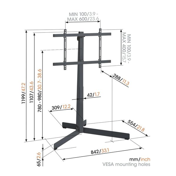Vogels TVS 3690 TV Floor Stand black for TVs from 40 to 77 inches