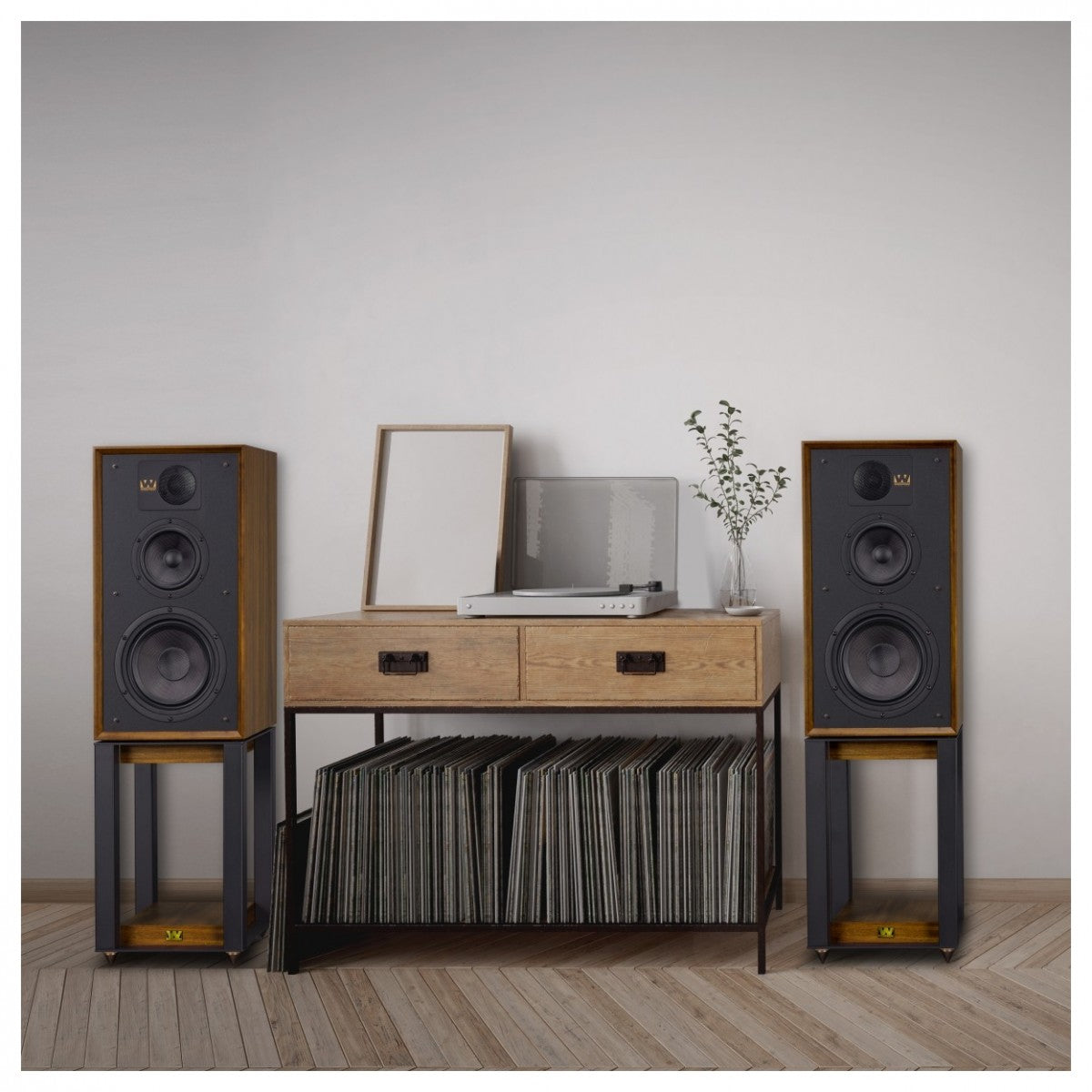 Wharfedale Linton Heritage Standmount Speakers with Matching Stands - Walnut
