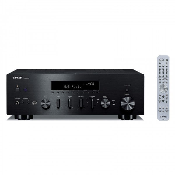Yamaha R-N600A Network Receiver with Wharfedale Linton Heritage Standmount Speakers with Matching Stands - Black