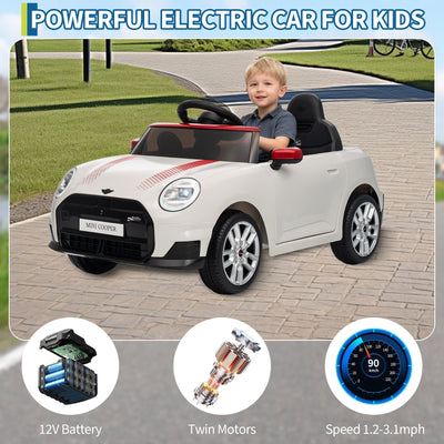 Garvee 12V BMW Mini Cooper Licensed Electric Ride-on Car for Kid, Powered by 4.5Ah Battery, Includes Positive Energy Charger, Wheels, Remote Control with Factory-Paired Code
