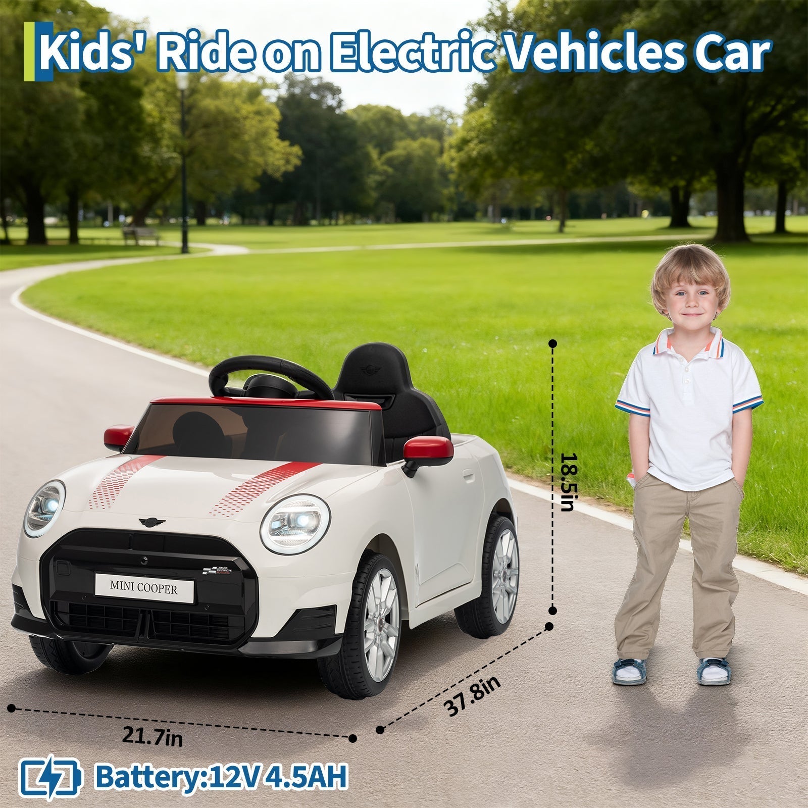 Garvee 12V BMW Mini Cooper Licensed Electric Ride-on Car for Kid, Powered by 4.5Ah Battery, Includes Positive Energy Charger, Wheels, Remote Control with Factory-Paired Code