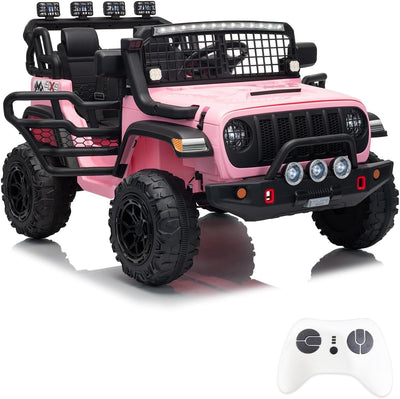 Garvee 24V Ride on Toys for Big Kids, 2-Seater Electric Ride on Car Truck with Remote Control, Four-Wheel Shock Absorbers, 4 Mph Max Speed, Music, LED Lights for Boys Girls, Pink