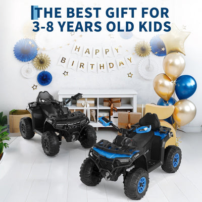 Garvee 12V Electric Ride On Car for Kids 3-8 Years, 2 * 45W Motor, Remote Control, LED Lights, Music Player & Emergency Brake, Battery Powered Cars for Toddlers & Big Kids - Black