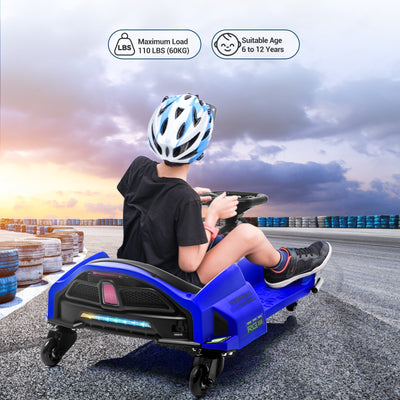 Garvee Ride - G Series: 24V Drift Go-Kart for Kids: Quality Metal, 7.5mph, LED, Music, for 8-12 Years Old - Blue