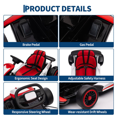 Garvee Ride - G Series: 6+,24V Drift Kart with 2X200W Strong Motor, 7AH Big Battery, Electric Pedals, Electric Go Kart Outdoor Race Toy - Red