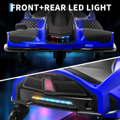 Garvee Ride - G Series: 24V Drift Go-Kart for Kids: Quality Metal, 7.5mph, LED, Music, for 8-12 Years Old - Blue