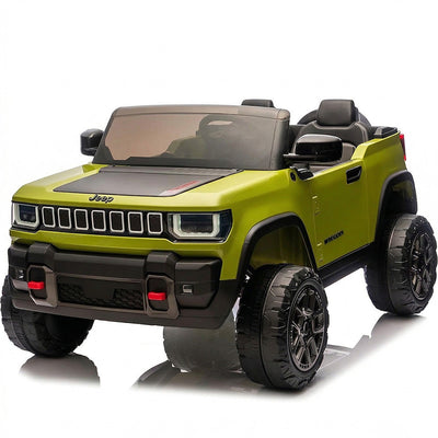 Garvee 24V 2-Seater Electric Ride-On Truck for Kids Ages 3-8 – Licensed 4WD Battery Car with Parental Remote, 3 Speeds, Wireless Connection Music, LED Lights, Gradual Start – Ideal Gift Vehicle for Boys & Girls – Army Green