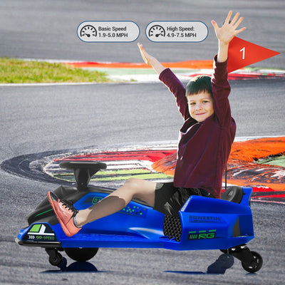 Garvee Ride - G Series: 24V Drift Go-Kart for Kids: Quality Metal, 7.5mph, LED, Music, for 8-12 Years Old - Blue