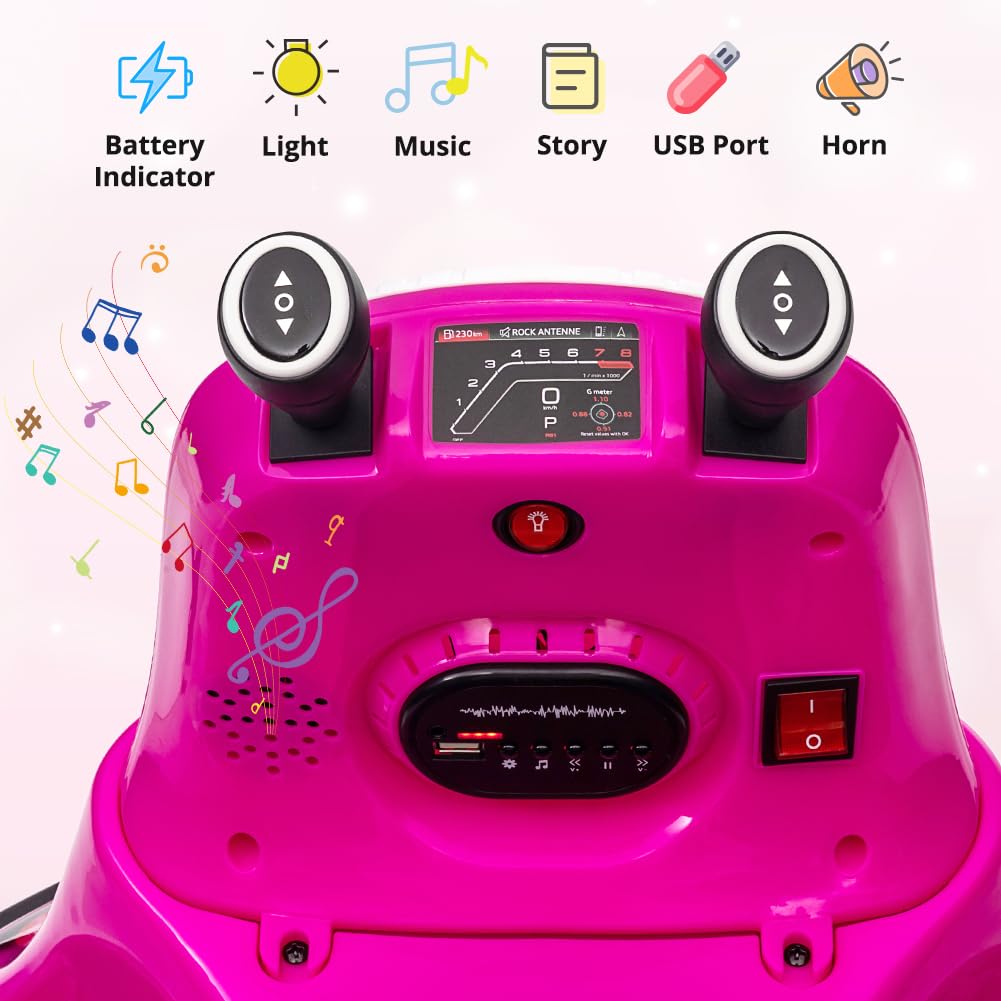 Garvee Kids Electric Bumper Car w/ Remote, Music, Lights, 360 Spin - Pink