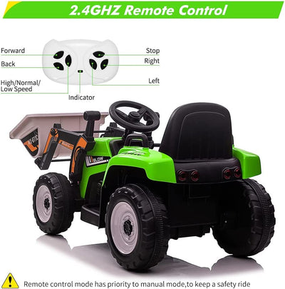 Garvee 12V Kids Ride on Excavator Car + Remote Control + 2+1 Gear Shift + EVA Tires + Music + Bluetooth + ASTM Certified + Indoor/Outdoor Play