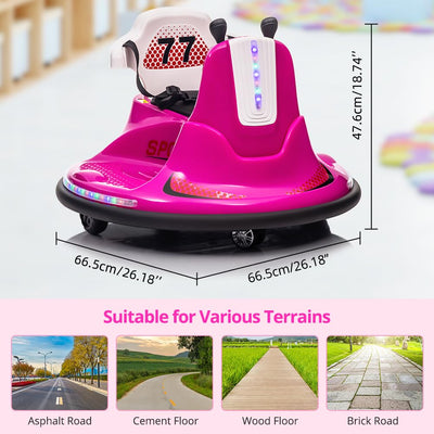 Garvee Kids Electric Bumper Car w/ Remote, Music, Lights, 360 Spin - Pink