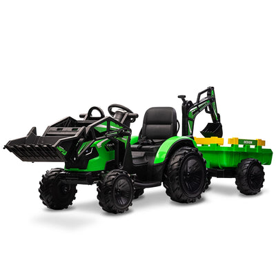 Garvee 3-in-1 Ride-On Tractor For Kid Age 3+,max 66 lbs, 24V Electric, Excavator & Bulldozer, Remote Control, LED, Music, USB/Bluetooth