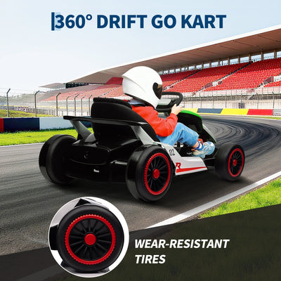 Garvee Ride - G Series: 6+,24V Drift Kart with 2X200W Strong Motor, 7AH Big Battery, Electric Pedals, Electric Go Kart Outdoor Race Toy - Green & White