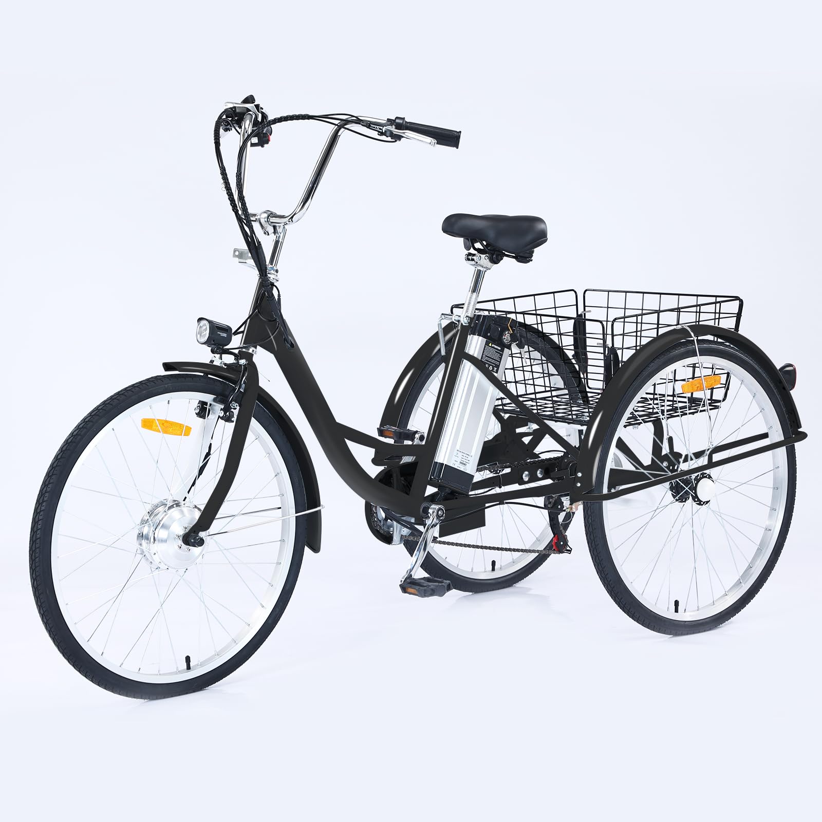 Garvee Adult Tricycle, 7 Speed Tricycle for Adults, 26 inch 3 Wheel Bikes for Adults with Baskets, Adult Tricycles for Women Seniors Men, Three Wheel Bike for Adults, 330 lb Black
