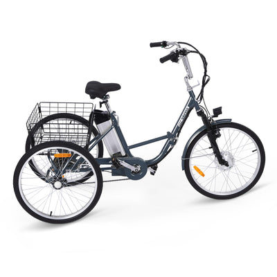 Garvee Electric Tricycle for Adults, 7 Speeds Folding Electric Trike, 26 Inch 3 Wheel Motorized Bicycle w/ 36V 10Ah Removable Battery, E Trikes with Large Basket, 330 Loading Capacity, 250W Motor, Gray