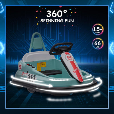 Garvee Ride - B Series: 6V Electric Ride On Toys for Kids 1.5-6 Years Old, Steering Wheel, 360 Degree Spin, 2-Speeds, Lights, Music & Horn, Safety Belts, Best for Birthday - Green